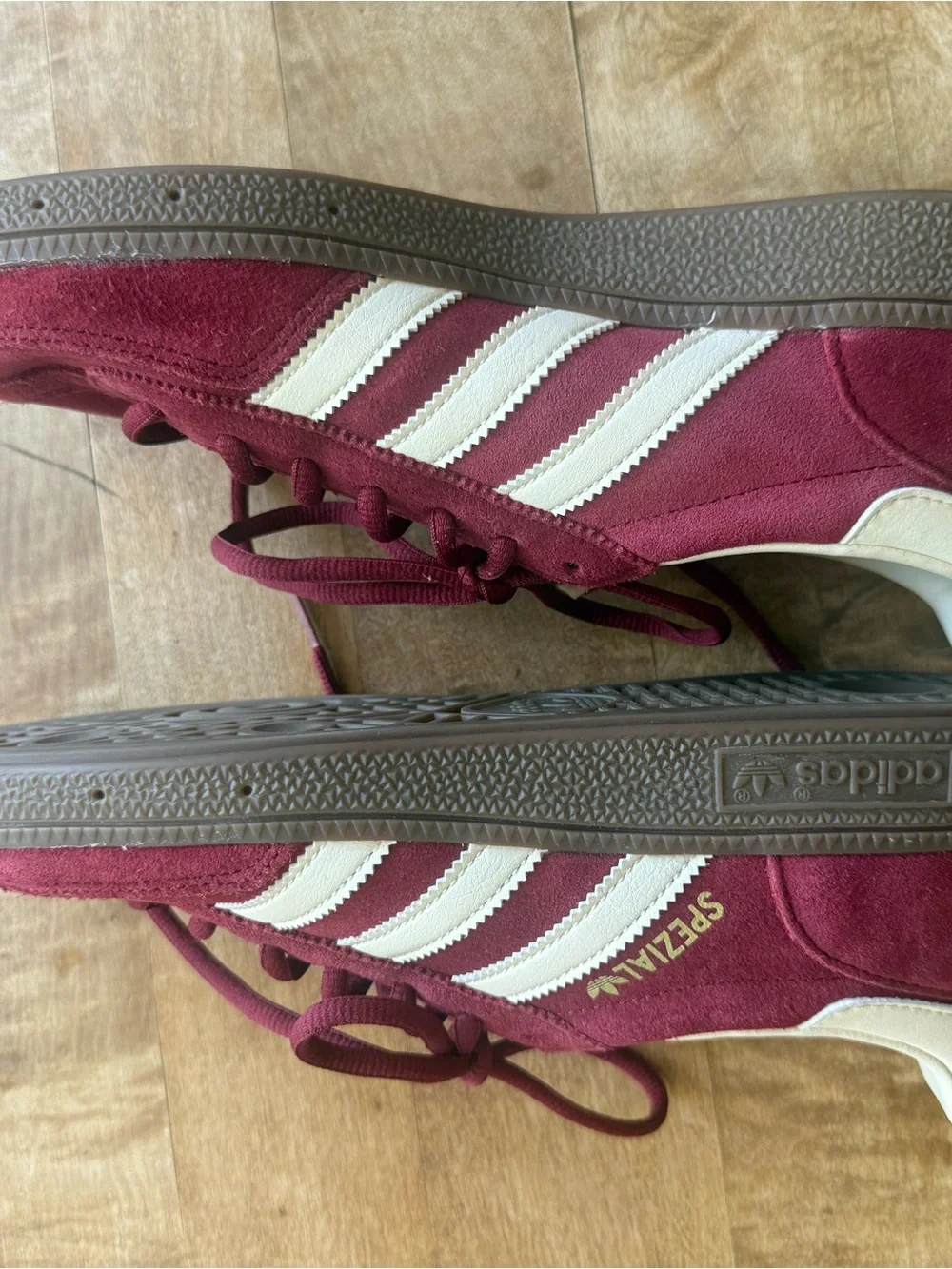 adidas Burgundy Suede Spezial Sneakers with White Stripes - Picture 3 of 4